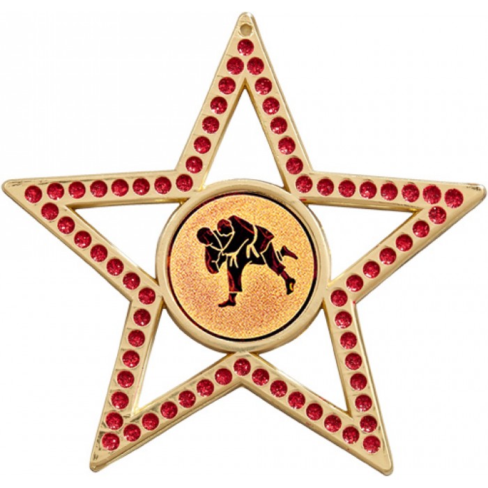75MM RED STAR JUDO MEDAL - GOLD, SILVER OR BRONZE
